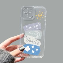 Ucuc iPhone 14 Kamera Korumalı Anti-Darbe Estetik Baskı Desenli Şeffaf Silikon Kılıf