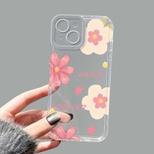 Ucuc iPhone 14 Kamera Korumalı Anti-Darbe Estetik Baskı Desenli Şeffaf Silikon Kılıf