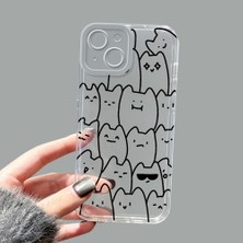 Ucuc iPhone 13 Kamera Korumalı Anti-Darbe Estetik Baskı Desenli Şeffaf Silikon Kılıf