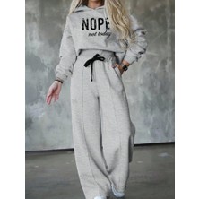 Gacha Kadın Uzun Kollu Nope Baskılı Beli Ribanalı Ikili Takım