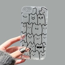 Ucuc iPhone 7/8/se 2020 2022 Kamera Korumalı Anti-Darbe Estetik Baskı Desenli Şeffaf Silikon Kılıf