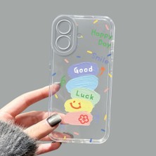 Ucuc iPhone 16 Kamera Korumalı Anti-Darbe Estetik Baskı Desenli Şeffaf Silikon Kılıf