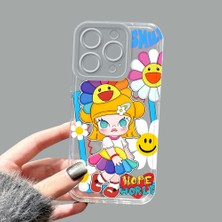 Ucuc iPhone 15 Pro Kamera Korumalı Anti-Darbe Estetik Baskı Desenli Şeffaf Silikon Kılıf