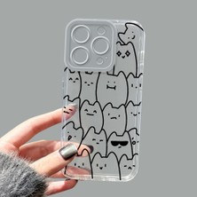 Ucuc iPhone 15 Pro Kamera Korumalı Anti-Darbe Estetik Baskı Desenli Şeffaf Silikon Kılıf