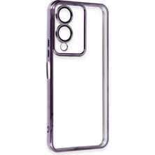 Gray Line Gry  Vivo Y17S Kılıf  Lensli Silikon - Mor Nel1