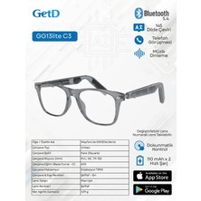GG13C3 Getd Akıllı Gözlük – Çeviri, Müzik ve Arama Özellikli Bluetooth Gözlük (Kamerasız)