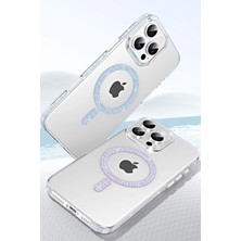 Gray Line Gry  Apple iPhone 14 Move Taşlı Magsafe Kapak - Gümüş Nel1