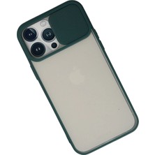 Gray Line Gry  iPhone 13 Pro Max Kılıf Palm Buzlu Kamera Sürgülü Silikon - Yeşil Nel1