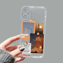 Ucuc iPhone 16 Kamera Korumalı Anti-Darbe Estetik Baskı Desenli Şeffaf Silikon Kılıf