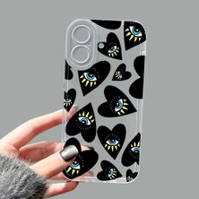Ucuc iPhone 16 Kamera Korumalı Anti-Darbe Estetik Baskı Desenli Şeffaf Silikon Kılıf