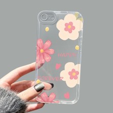 Ucuc iPhone 7/8/se 2020 2022 Kamera Korumalı Anti-Darbe Estetik Baskı Desenli Şeffaf Silikon Kılıf