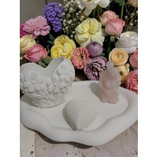 Doğal El Yapımı Dekoratif Tasarım Seti - Kalp Saksı, Figür Mum ve Tepsi