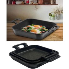 Eda Yumurta Sahanı Takımı 18-20-22 cm Gri Alüminyum Malzeme Yapışmaz Özellikli 3 Parça