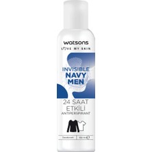 Watsons Invisible Navy Erkek Deodorant 150 ml 24 Saat Etkili Sprey Koku