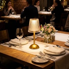 Go İthalat Uzun Klasik Çizgili Model LED Masa Lambası – Dokunmatik, 3 Renk Işık Modlu, Şarjlı Dekoratif Gece Lambası (5440)