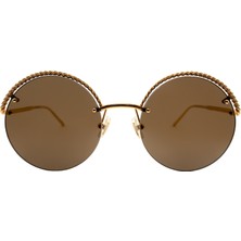 BOUCHERON  0057S 002 56  Unisex GOLD Nilör (Yarım Çerçeve) Güneş Gözlüğü