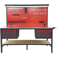 Takpower 2 Metre Takım Tezgahı 6 Çekmeceli Kırmızı