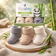 Novibaby 3'lü Bambu Yenidoğan Bebek Çorabı I Uncle I 0-6 Ay