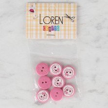 Kanyon Prime Loren Crafts 8 Li Pembe Kedi Düğme - 584