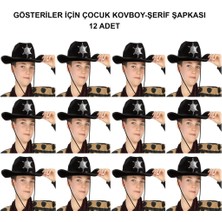 Gray Line Gry Kovboy Şerif Şapkası Siyah 12 Adet - Kostüm, Parti ve Gösteri Şapkası Nel1