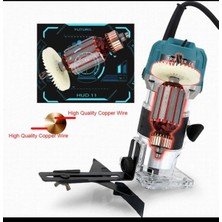 Moonshop 600 Watt Profesyonel Formika Traşlama Freze Makinası ve Uçları 6 mm Pens 2 Yıl Garantili