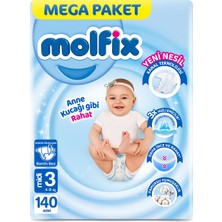 Molfix Bebek Bezi 3D 3 Beden Midi  4-9 Kg 140'lı Mega Paket