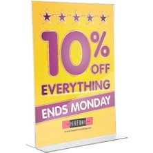 Arte Display T Tipi Dikey A3 Pleksi Masaüstü Şeffaf Föylük Broşürlük Fiyatlık 10LU Paket