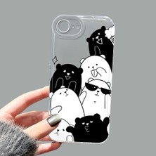 Ucuc iPhone 16E Kamera Korumalı Anti-Darbe Estetik Baskı Desenli Şeffaf Silikon Kılıf