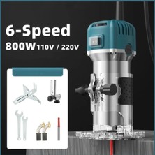 Moonshop Pro 6 Kademe Devir Ayarlı 600W Formika Traşlama Freze Makinesi 6mm Pens 2 Yıl Garantili