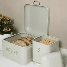 Sarkap Home Home Açık Gri Galvaniz 5,6 L Bread Küçük Boy Ekmeklik - 200x140mm & 2 L Storage Kutu - 115x150mm Set