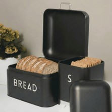 Sarkap Home Siyah Galvaniz 5,6 L Bread Küçük Boy Ekmeklik - 200x140mm & 2 L Storage Kutu - 115x150mm Set