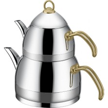 Taç Festa Aile Boyu Çaydanlık Gold 18/10 Çelik Malzeme ile Dayanıklı ve Şık Tasarım