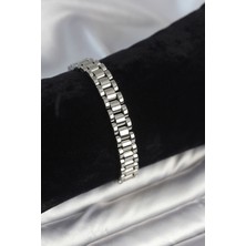 316L Çelik Gümüş Renk 9 mm Kalınlık Erkek Bileklik - Lisinya