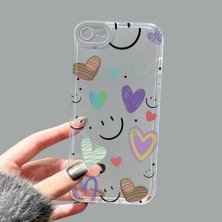 Ucuc iPhone 7/8/se 2020 2022 Kamera Korumalı Anti-Darbe Estetik Baskı Desenli Şeffaf Silikon Kılıf