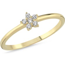 Sembol Gold 14 Ayar Çiçek Model Taşlı Altın Yüzük