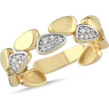 Sembol Gold 14 Ayar Damla Model Taşlı Altın Yüzük