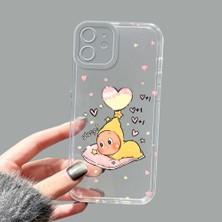 Ucuc iPhone 12 Kamera Korumalı Anti-Darbe Estetik Baskı Desenli Şeffaf Silikon Kılıf