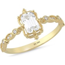 Sembol Gold 14 Ayar Vintage Model Taşlı Altın Yüzük
