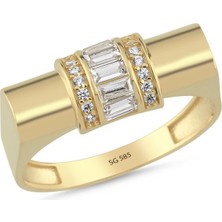 Sembol Gold 14 Ayar Baget Taşlı Altın Yüzük