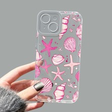 Ucuc iPhone 14 Kamera Korumalı Anti-Darbe Estetik Baskı Desenli Şeffaf Silikon Kılıf
