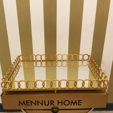 Mennur Home Sunumluk Aynalı Halka Tepsi Lüx Gold Sunum Tepsis