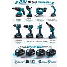 Drillpro Pro Xl 4 Akülü 2 Şarjlı Kömürsüz Vpower Profesyonel 8 Makine Kombo 8 Lı Set