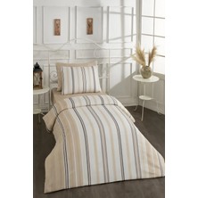 Pamuklu Krem Tek Kişilik Çarşaflı Nevresim Takımı 160X220