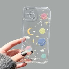 Ucuc iPhone 14 Plus Kamera Korumalı Anti-Darbe Estetik Baskı Desenli Şeffaf Silikon Kılıf