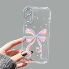 Ucuc iPhone 16 Kamera Korumalı Anti-Darbe Estetik Baskı Desenli Şeffaf Silikon Kılıf