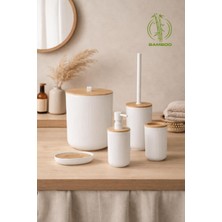Okyanus Home Linea Bambu Detaylı Beyaz 5'li Banyo Seti