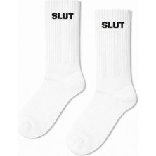 Carnaval Socks Sl.t Yazılı Beyaz Tenis Çorap