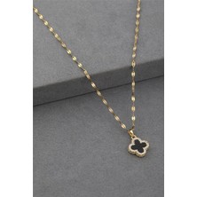 The Originals 316L Çelik Yonca Çift Taraflı Gold Renk Kolye 45 cm