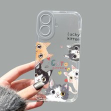 Ucuc iPhone 16 Kamera Korumalı Anti-Darbe Estetik Baskı Desenli Şeffaf Silikon Kılıf