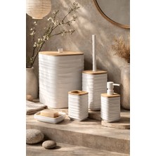 Okyanus Home Luna Beyaz Bambu Detaylı 7lt 5'li Banyo Seti